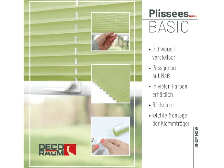 Deco-Raum Plissee Basic ohne Bohren 40x150cm Blickdicht Klemmfix