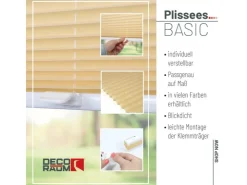 Deco-Raum Plissee Basic ohne Bohren 55x150cm Blickdicht Klemmfix* Plissees