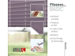 Deco-Raum Plissee Basic ohne Bohren 85x210cm Blickdicht Klemmfix