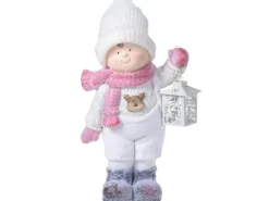 Deko Figur Winterkind mit Laterne MGO 42 cm* Laternen