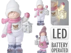 Deko Figur Winterkind mit Laterne MGO 42 cm* Laternen