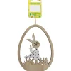 Dekoanhänger Hasenmädchen im Ei 15 cm x 11,5 cm x 0,5 cm Braun-Weiß* Ostern