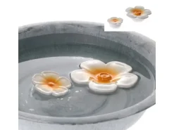 Deko-Blüte Schwimmend Porzellan 3,5 cm Weiß/Gelb* Zimmerbrunnen