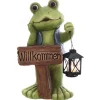 Deko-Figur Frosch mit Laterne und Schild 40,5 cm