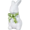 Dekofigur Hase mit Schleife Weiß-Grün 8,5 cm* Ostern
