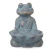 Deko-Frosch Sitzend mit Vogeltränke 36 cm Antik-Bronze* Vogeltränken