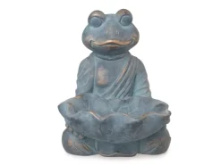 Deko-Frosch Sitzend mit Vogeltränke 36 cm Antik-Bronze* Vogeltränken