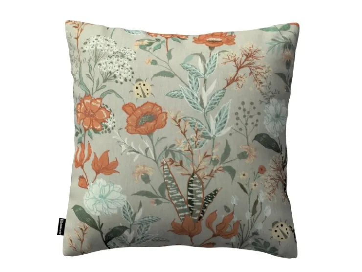 Dekoria Kissenhülle Kinga aus Stoffkollektion Flowers in Grau-Orange-Grün in 43 x 43 cm* Kissenbezüge
