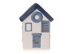 Deko-Strandhaus 9 cm x 6,5 cm x 11,5 cm Weiß-Blau-Grau* Dekorative Figuren