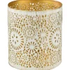 Deko-Windlicht Ornament aus Metall Ø 12 cm Weiß-Gold* Windlichter