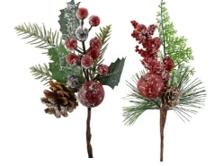 Dekozweig Geeist Gün/Rot 22 cm* Vasen