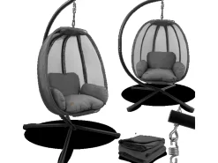 deluxe4home Hängesessel mit Gestell Indoor & Outdoor Inklusive Kuscheldecke* Sessel|Hocker