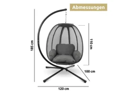 deluxe4home Hängesessel mit Gestell Indoor & Outdoor Inklusive Kuscheldecke* Sessel|Hocker