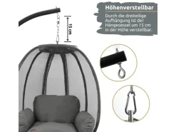 deluxe4home Hängesessel mit Gestell Indoor & Outdoor Inklusive Kuscheldecke* Sessel|Hocker
