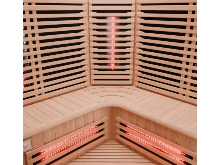 Dewello Infrarotkabine Sauna Kenora 140cm x 140cm 3 Personen Vollspektrum & Karbonstrahler Hemlock