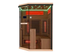 Dewello Infrarotkabine Sauna Kenora 140cm x 140cm 3 Personen Vollspektrum & Karbonstrahler Hemlock