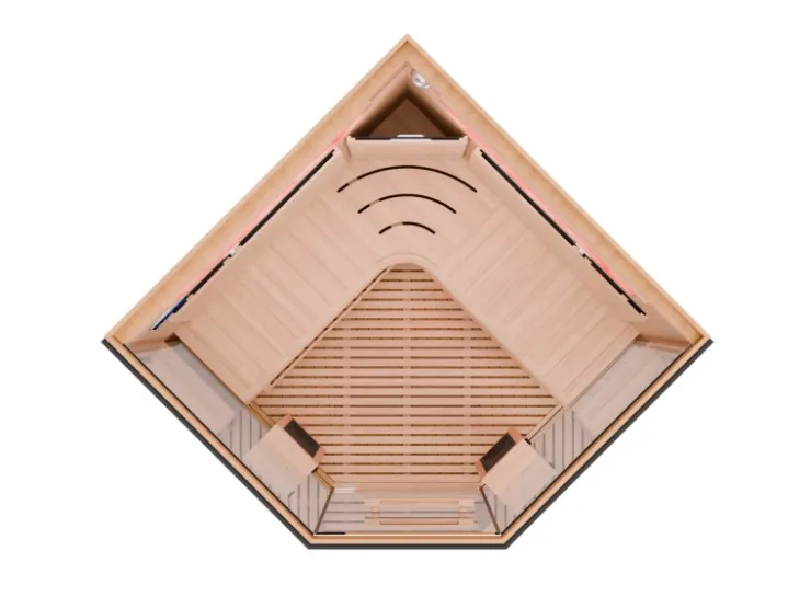 Dewello Infrarotkabine Sauna Kenora 140cm x 140cm 3 Personen Vollspektrum & Karbonstrahler Hemlock