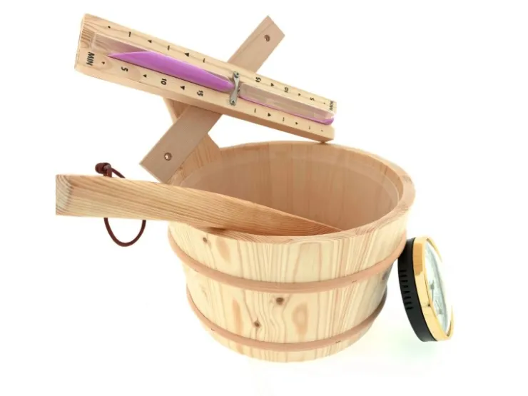 Dewello Sauna Zubehoer Set | Saunathermometer Hygrometer Sanduhr Aufguss Eimer & Saunakelle |Saunazubehoer Für Zuhause* Malerbedarf