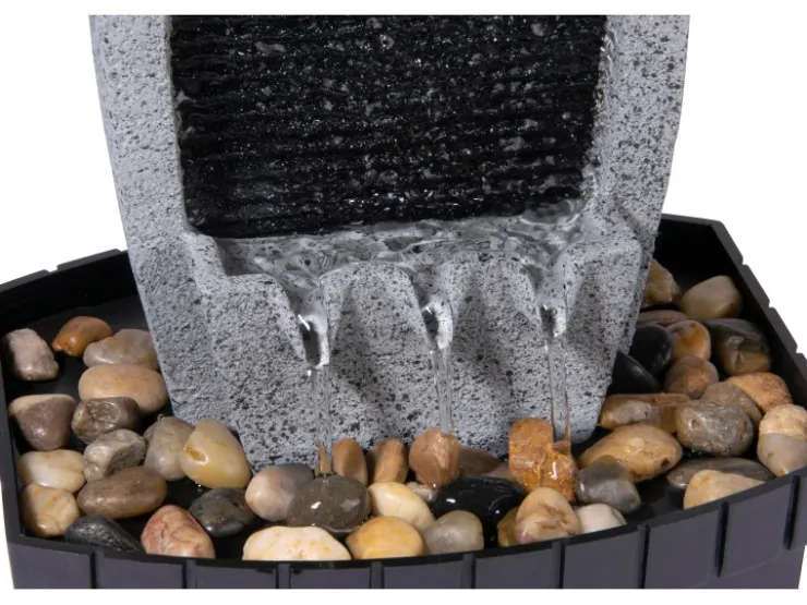 Dobar Design-Zimmerbrunnen in Steinoptik mit Deko-Steinen, Wasserspiel und Pumpe