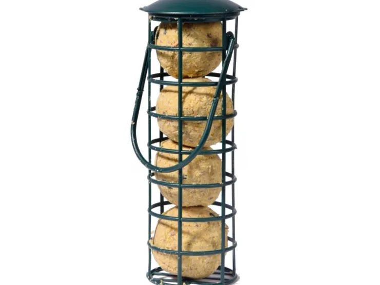Dobar Futterspender mit 4 Meisenknödeln für Wildvögel 7 cm x 7 cm x 20 cm Grün