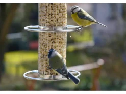 Dobar Futterspender mit Gitterröhre 14 cm x 14 cm x 26 cm Silber* Vogelbedarf