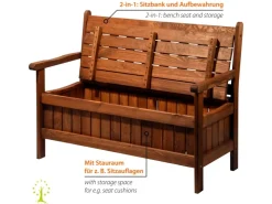 Dobar Gartenbank 2-Sitzer Kiefernholz geölt Braun 89 x 115 x 58 cm FSC®* Sitzbänke