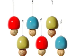 Dobar Keramik-Meisenknödelhalter 6er-Set Rot/Grün/Blau* Vogelbedarf