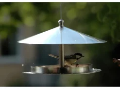 Dobar Rundes Design-Futterhaus Edelstahl zum Aufhängen* Vogelbedarf