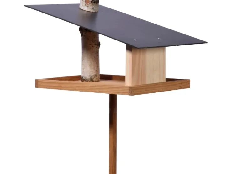 Dobar Vogelfutterhaus Futura mit Futterstation für Wildvögel 24 cm x 22 cm Holz