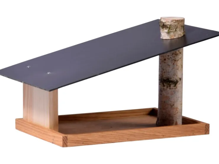 Dobar Vogelfutterhaus Futura mit Futterstation für Wildvögel 24 cm x 22 cm Holz