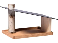 Dobar Vogelfutterhaus Futura mit Futterstation für Wildvögel 24 cm x 22 cm Holz