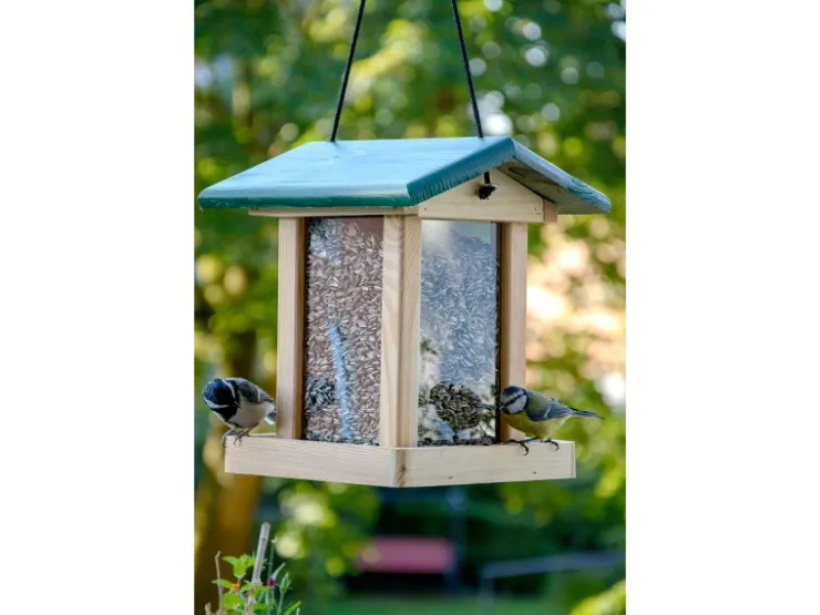 Dobar Vogelfutterstation mit Acrylglas-Futtersilo 22 x 25 x 28 cm Grün FSC®