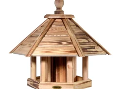 Dobar Vogelhaus "Brillo" mit Futtersilo, 45 x 45 x 47 cm Kiefer geflammt FSC®* Vogelbedarf