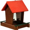 Dobar Vogelhaus mit Acrylglas-Futtersilo 16 cm x 21 cm x 20 cm Braun-Rot* Vogelbedarf