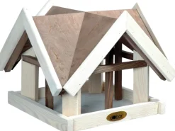 Dobar Vogelhaus mit Antikfinish 37 x 37 x 43 cm Braun-Weiß* Vogelbedarf