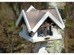 Dobar Vogelhaus mit Antikfinish 37 x 37 x 43 cm Braun-Weiß* Vogelbedarf
