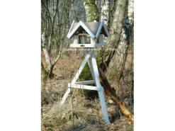 Dobar Vogelhaus-Ständer 60 x 60 x 90 cm Weiß dreibeinig Kiefer* Vogelbedarf
