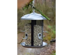 Dobar XXL Futterspender mit 2 Kammern 24 cm x 24 cm x 33 cm Metall* Vogelbedarf