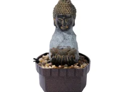 Dobar Zimmerbrunnen Buddha Lotusblüte in Steinoptik mit Deko-Steinen