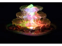 Dobar Zimmerbrunnen Kaskade Blüte dreistufig in Metallic-Optik mit Deko-Steinen* Zimmerbrunnen