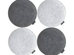 DuneDesign 4 Runde Sitzkissen aus Filz Ø 35 x 2,5 cm in Grau* Kissen