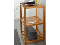 DuneDesign Badezimmer-Regal 83 x 38 x 40 cm mit 3 Fächern aus Bambus