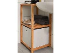 DuneDesign Badezimmer-Regal 83 x 38 x 40 cm mit 3 Fächern aus Bambus