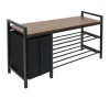 DuneDesign Metall Schuhregal mit Sitzbank und Korb 92 x 30 x 52 cm* Regale Schwarz