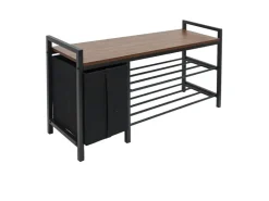 DuneDesign Metall Schuhregal mit Sitzbank und Korb 92 x 30 x 52 cm* Regale Schwarz