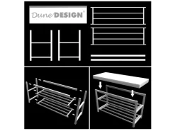 DuneDesign Offener Schuhschrank aus Metall 81 x 32 x 46 cm Grau* Metallregale|Sitzbänke