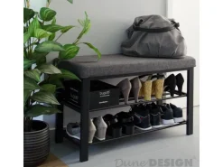 DuneDesign Offener Schuhschrank aus Metall 81 x 32 x 46 cm Grau* Metallregale|Sitzbänke