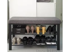 DuneDesign Offener Schuhschrank aus Metall 81 x 32 x 46 cm Grau* Metallregale|Sitzbänke