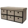 DuneDesign Sitzbank mit 80L Sitztruhe und 6 Schubladen 76 x 38 x 38 cm Beige