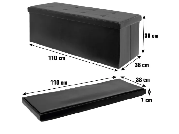 DuneDesign Sitzbank mit 120L Stauraum 110 x 38 x 38 cm in Schwarz* Garderoben